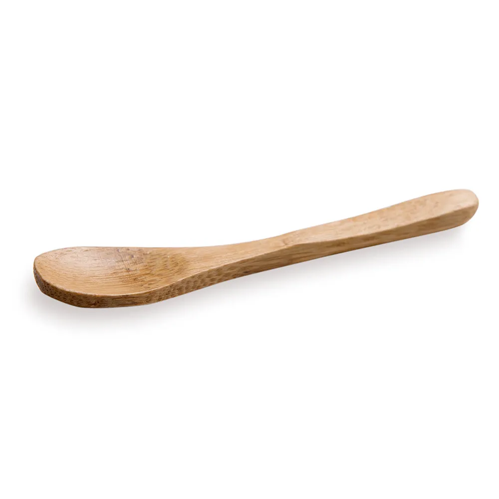 100 Rectangle Natural 4.75" Bamboo Duo Plates and 100 Natural Bamboo 3.5" Mini Spoons