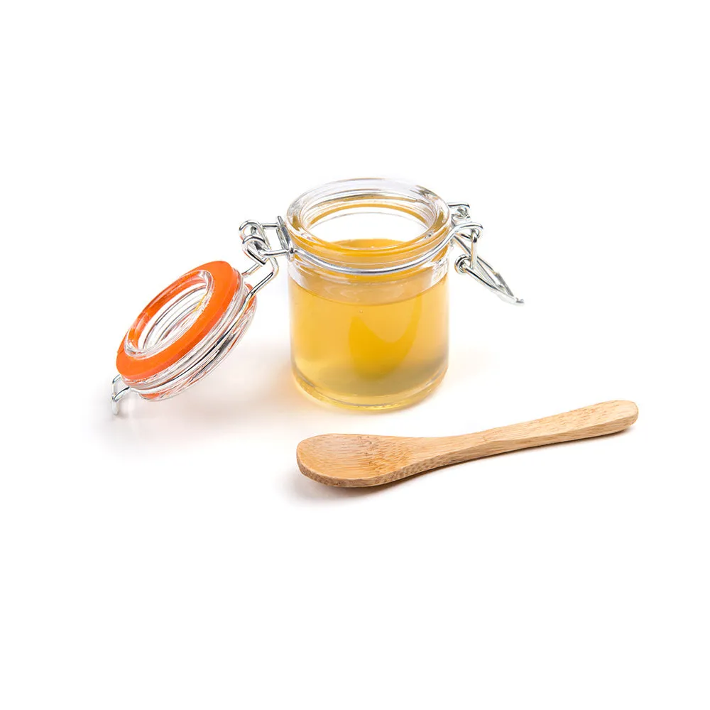 100 Rectangle Natural 4.75" Bamboo Duo Plates and 100 Natural Bamboo 3.5" Mini Spoons