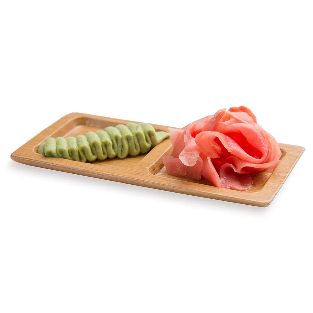 100 Rectangle Natural 4.75" Bamboo Duo Plates and 100 Natural Bamboo 3.5" Mini Spoons