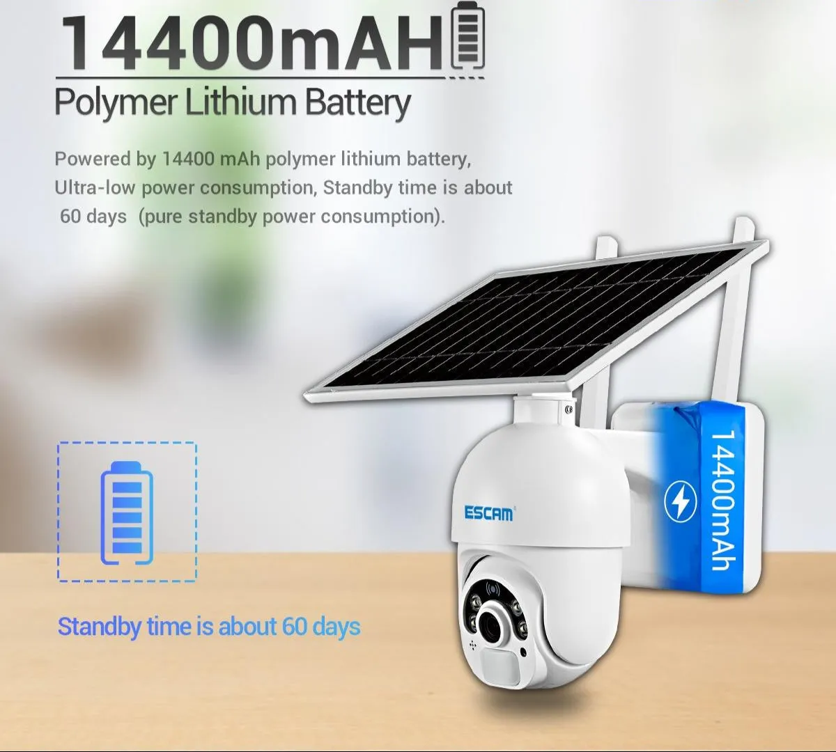 1080P Solar Wifi Camera With Motion Detection & Night Vision