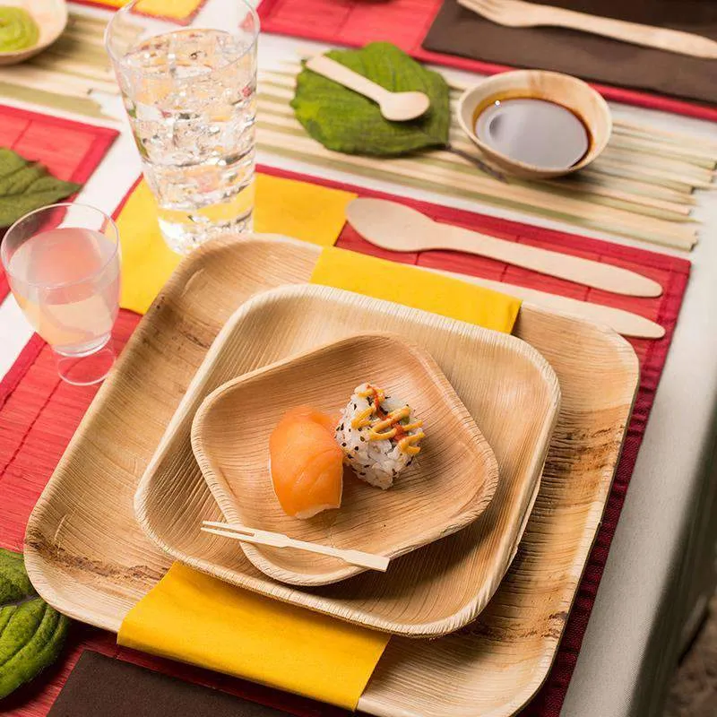 10" Square Palm Leaf Eco Friendly Disposable Dinner Plates