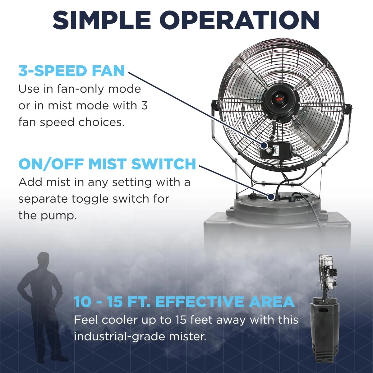 18 In. 3-Speed Misting Fan with 40 Gal. Tank