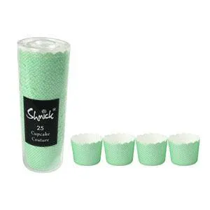 25 Pack Pastel Green Mini Dot Baking Cups
