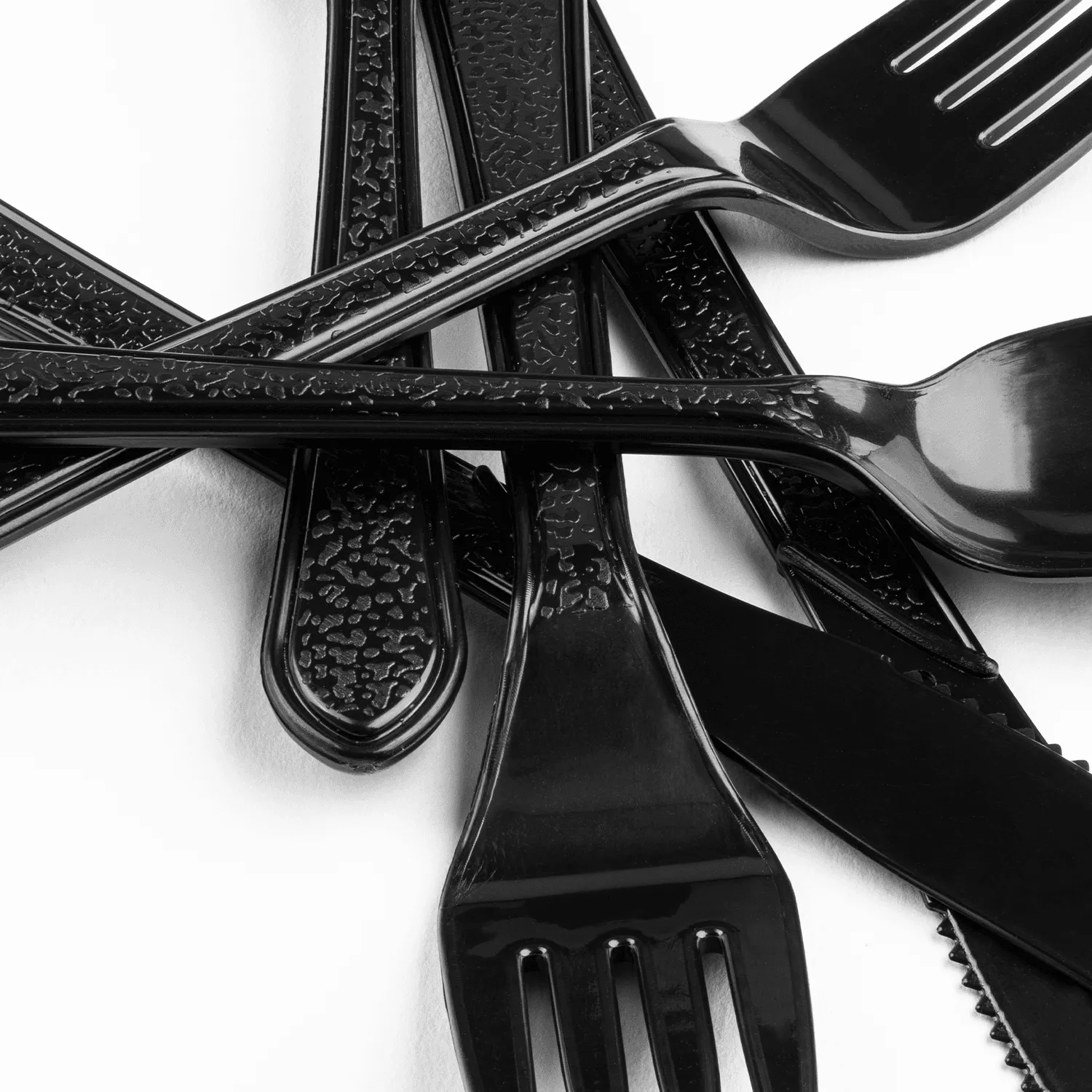 [25 sets] Black Party Dinnerware Set | Plate, Cup, Fork, Knife, Spoon, Napkin