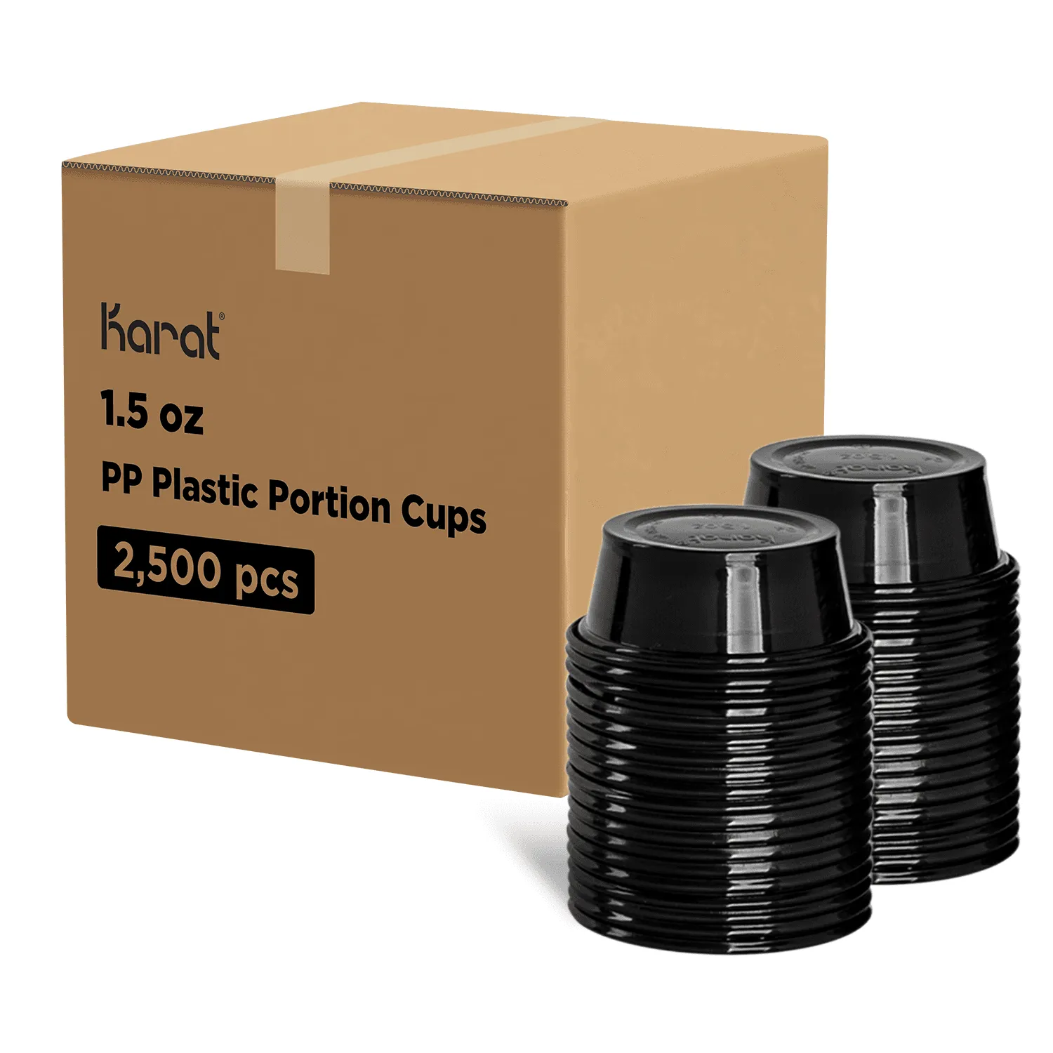 [2,500 ct] 1.5 oz PP Plastic Portion Cups, Black