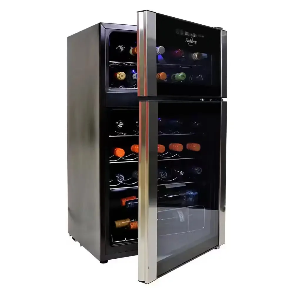 29 Bottle Dual Zone Wine Cooler, Black, 3 Cu. Ft.. (86L) Freestanding Wine Fridge