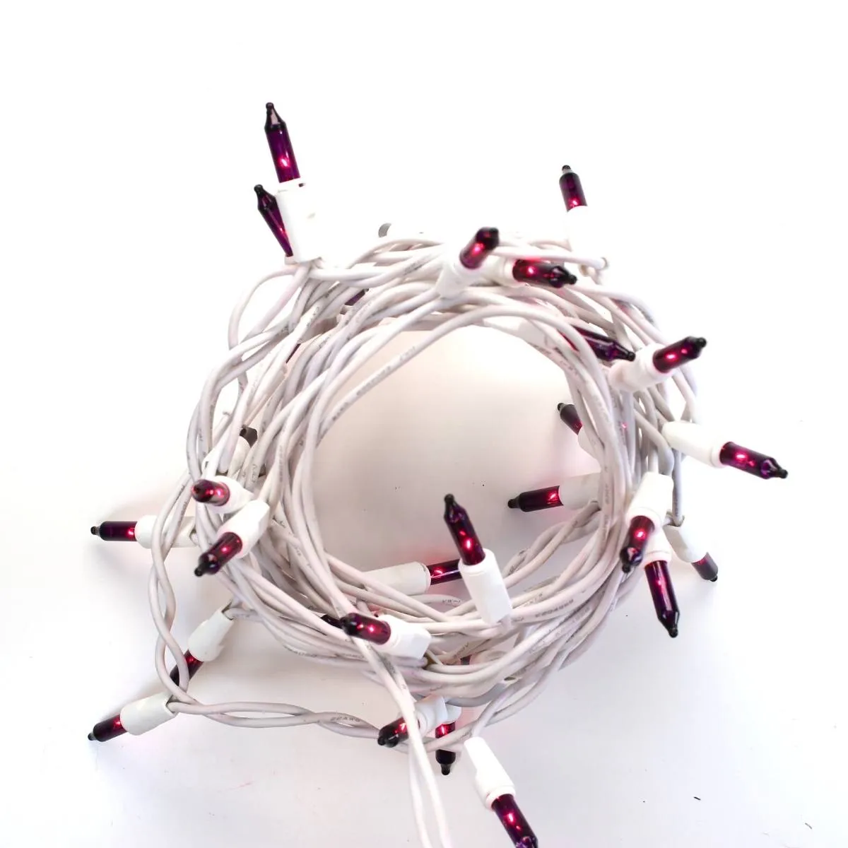 35-bulb Purple Glass Craft Lights, White Wire