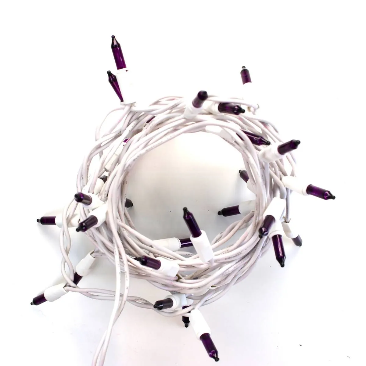 35-bulb Purple Glass Craft Lights, White Wire