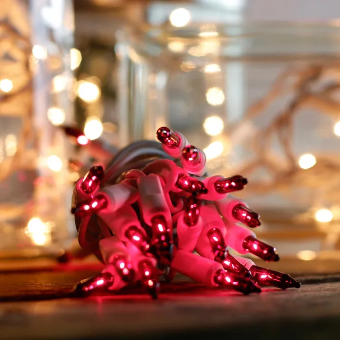 35-bulb Purple Glass Craft Lights, White Wire