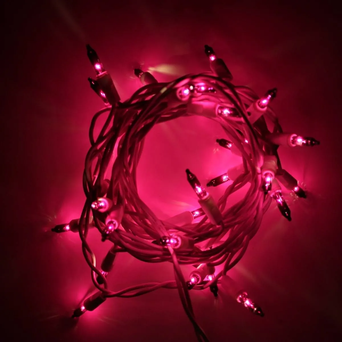 35-bulb Purple Glass Craft Lights, White Wire