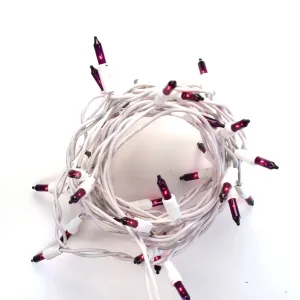 35-bulb Purple Glass Craft Lights, White Wire