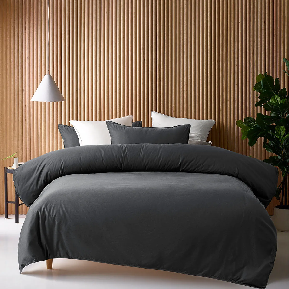 400TC Charcoal Bamboo Cotton Double Stitched Quilt Cover Set | Single
