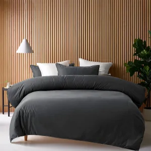 400TC Charcoal Bamboo Cotton Double Stitched Quilt Cover Set | Single