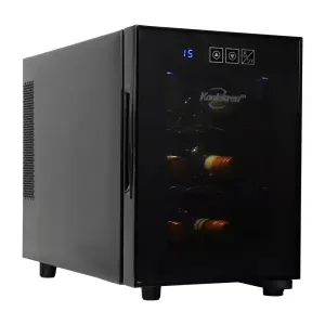 6 Bottle Wine Cooler, Black, 0.65 Cu. Ft.. (16L) Freestanding Thermoelectric Wine Fridge