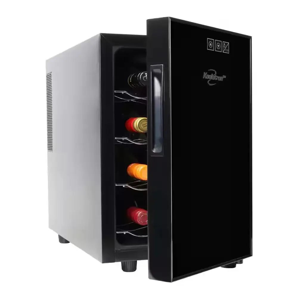 6 Bottle Wine Cooler, Black, 0.65 Cu. Ft.. (16L) Freestanding Thermoelectric Wine Fridge