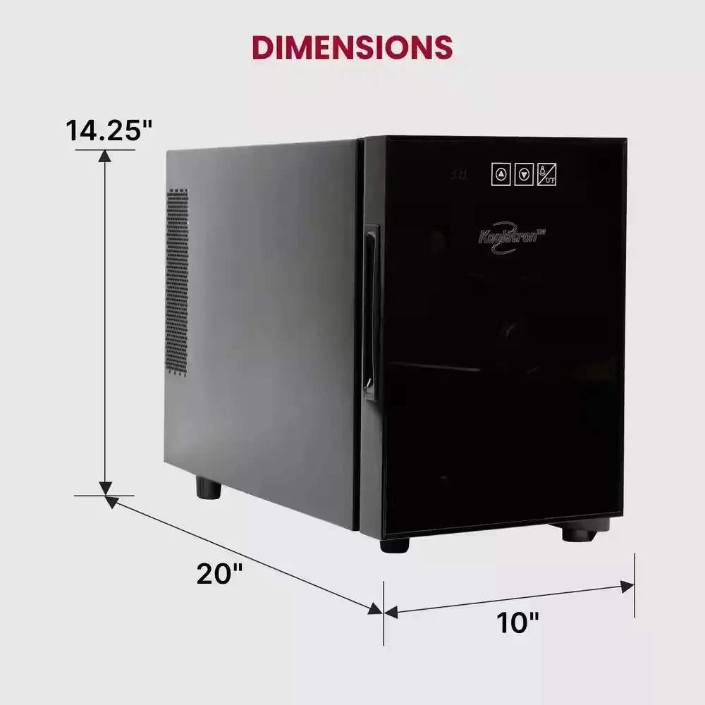 6 Bottle Wine Cooler, Black, 0.65 Cu. Ft.. (16L) Freestanding Thermoelectric Wine Fridge