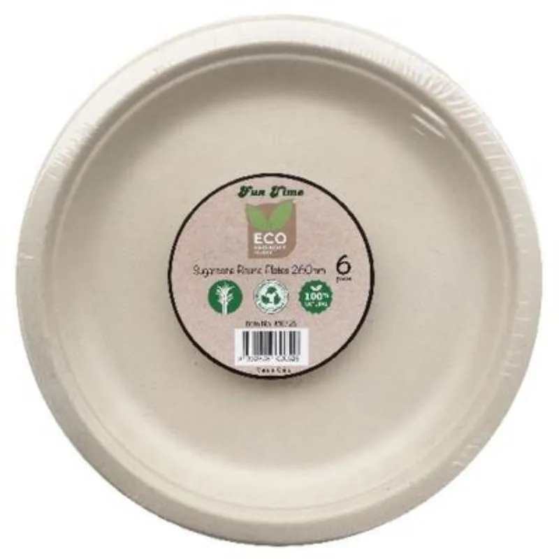 6 Pack Sugarcane Plates - 260mm