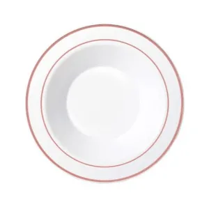 6pk Heavy Duty Reusable White Bowl with Rose Gold Lining 19cm