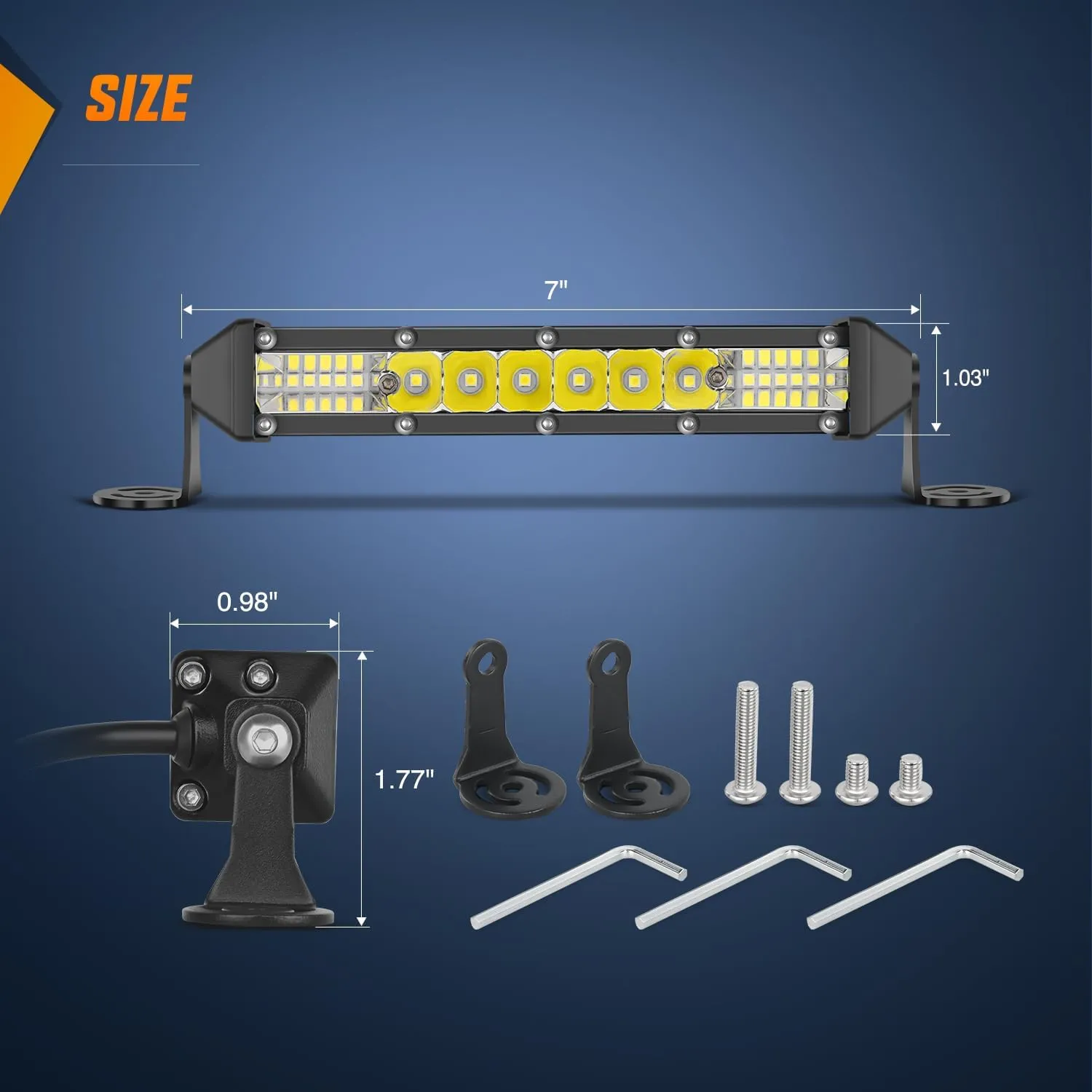 7 Inch 48W 16LED Single Row Ultra-Slim Spot Flood LED Light Bars