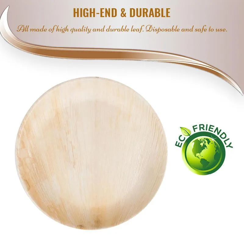 8" Round Palm Leaf Disposable Eco Friendly  Salad Plates