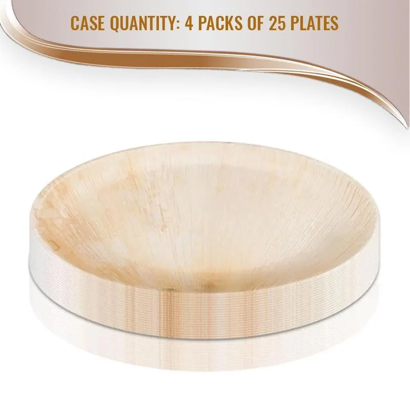 8" Round Palm Leaf Disposable Eco Friendly  Salad Plates