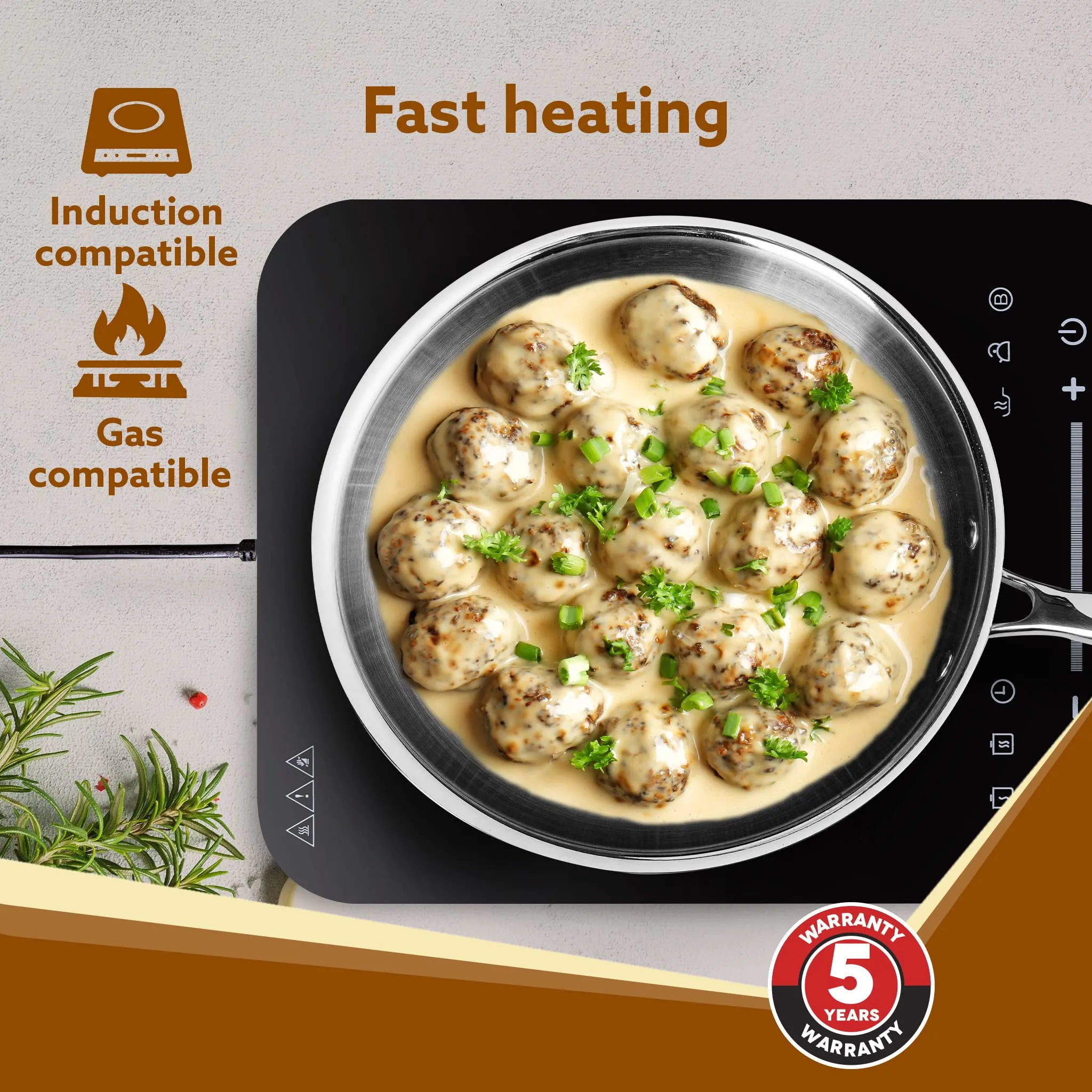 AGARO Royal Honey Comb Frying Pan, 1L Capacity, 22 cm Diameter, Tri-Ply Steel with Honey Comb, Riveted Handle, Food Safe & PFOA Free, Gas & Induction Compatible, Cooking, Frying, Servinf, Silver