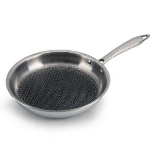 AGARO Royal Honey Comb Frying Pan, 1L Capacity, 22 cm Diameter, Tri-Ply Steel with Honey Comb, Riveted Handle, Food Safe & PFOA Free, Gas & Induction Compatible, Cooking, Frying, Servinf, Silver