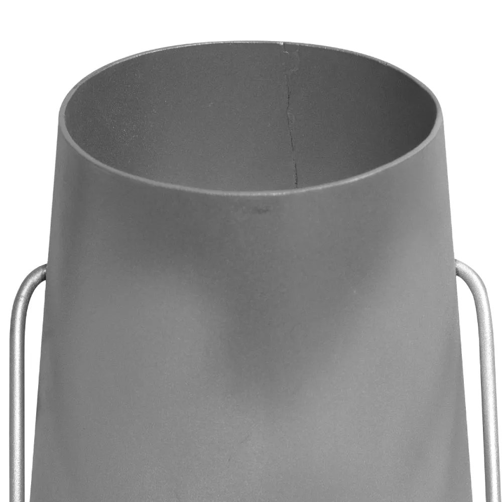 Ambient 12 Inch Vintage Style Iron Candle Stand Lantern, Sleek Curved Handle, Metallic Silver By The Urban Port