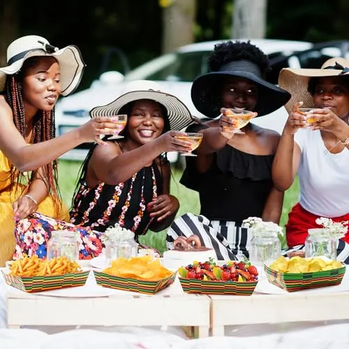 AsodSway Kwanzaa American Food Trays, 50 American Black Celebration Activities Paper Food Trays Snack Holder Trays Disposable Popcorn Assembled Food Container Stands Black History Month Party Supplies