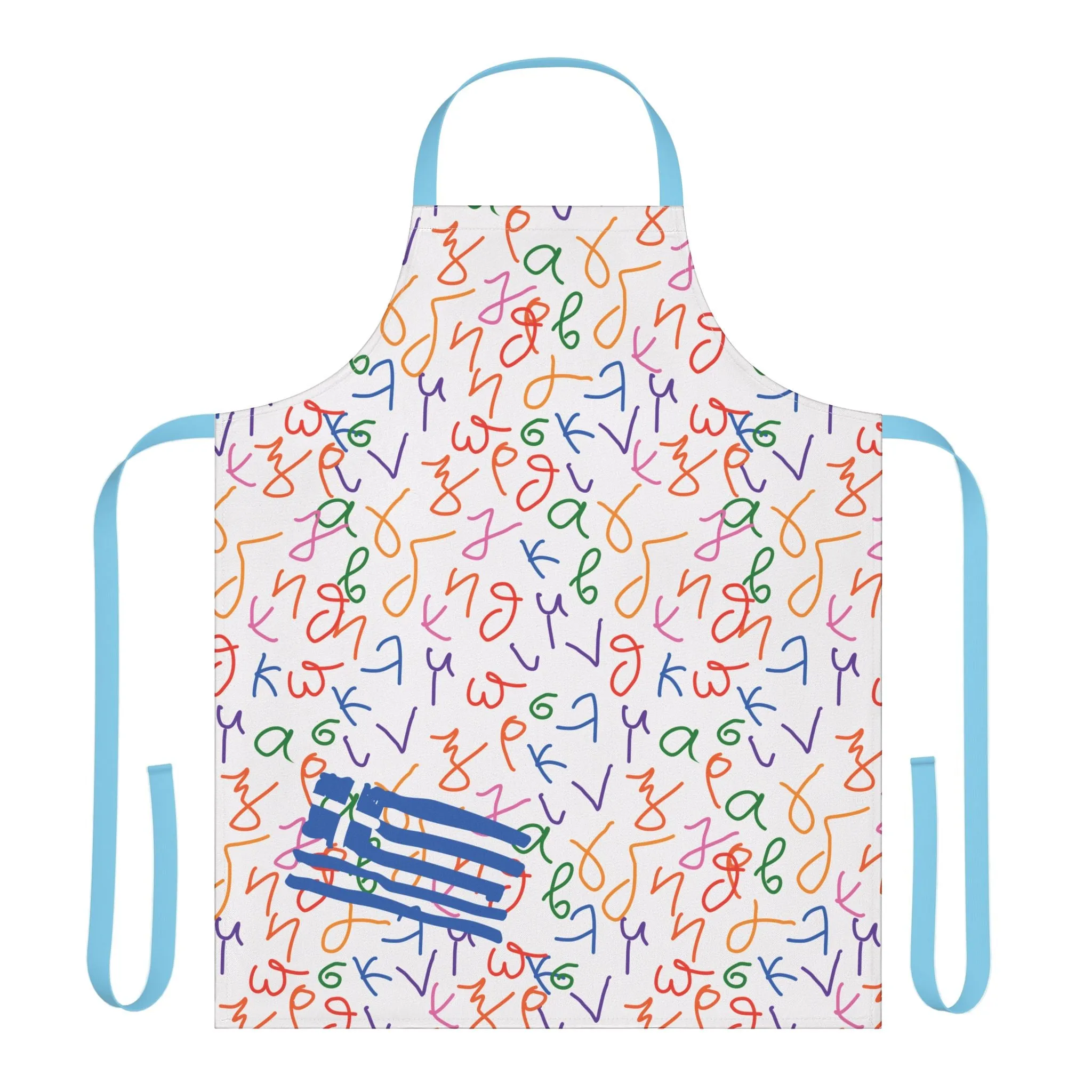 Back to Greek School Cooking Apron with 2-Color Straps