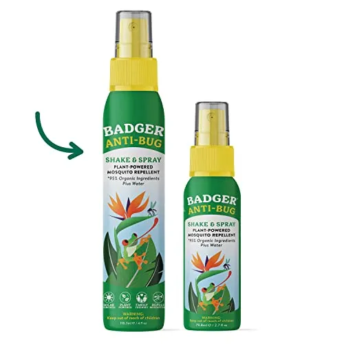 Badger Bug Spray, Organic Deet Free Mosquito Repellent with Citronella & Lemongrass, Natural Spray for People, Family Friendly Repellent, 4 fl oz (2 Pack)
