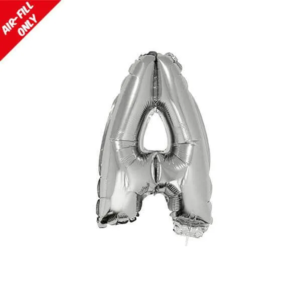Balloon on Stick - 16" Silver Letter A