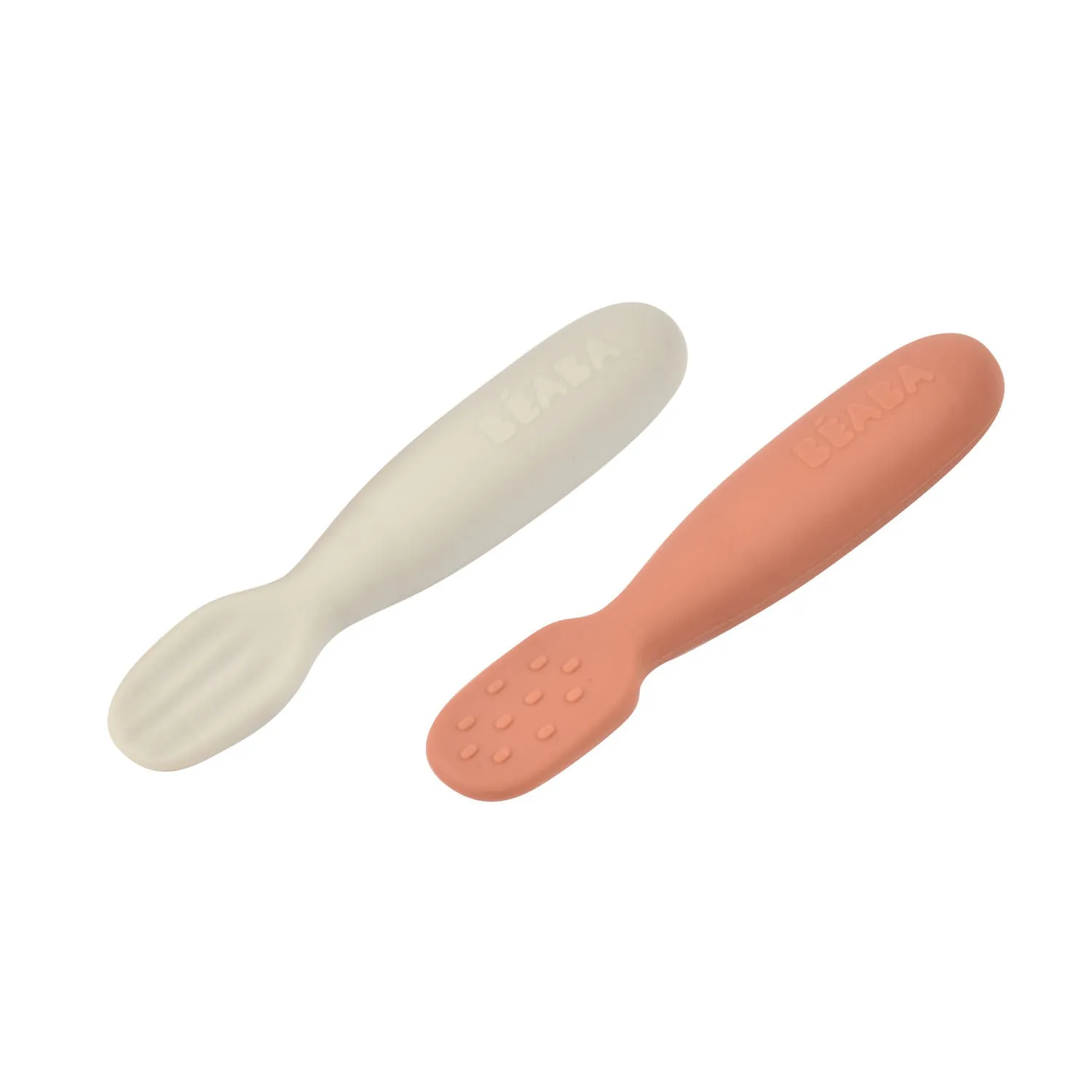 Beaba Set of 2 Silicone Pre-Spoons - Terracotta/Velvet Grey