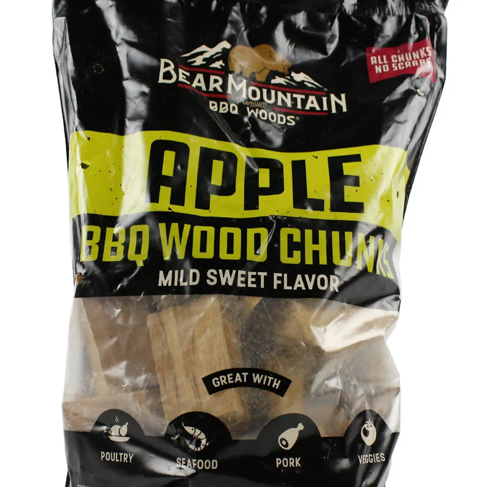 Bear Mountain BBQ Apple 100% All Natural Hardwood Chunks Mild Sweet Smoky Flavor