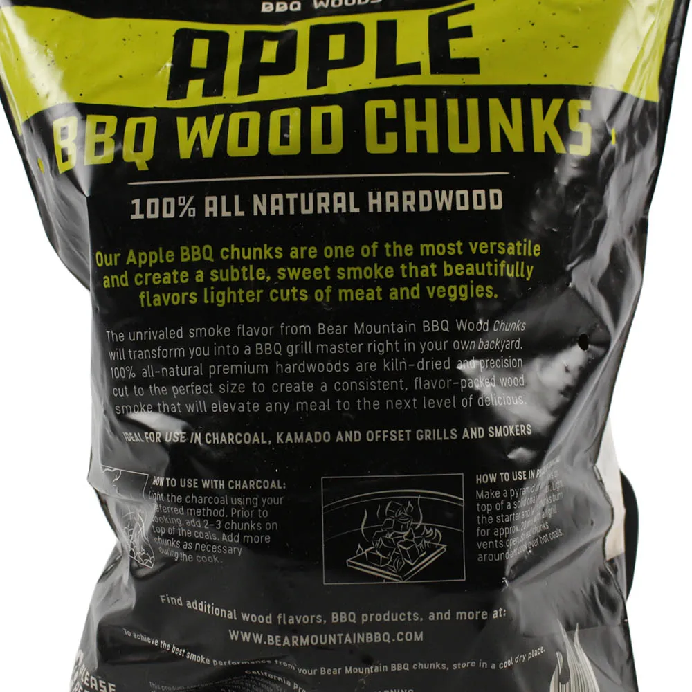 Bear Mountain BBQ Apple 100% All Natural Hardwood Chunks Mild Sweet Smoky Flavor
