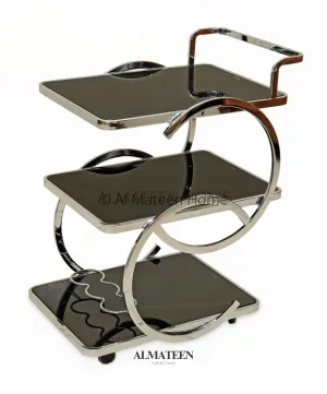 Black Metal and Silver Serving Trolley