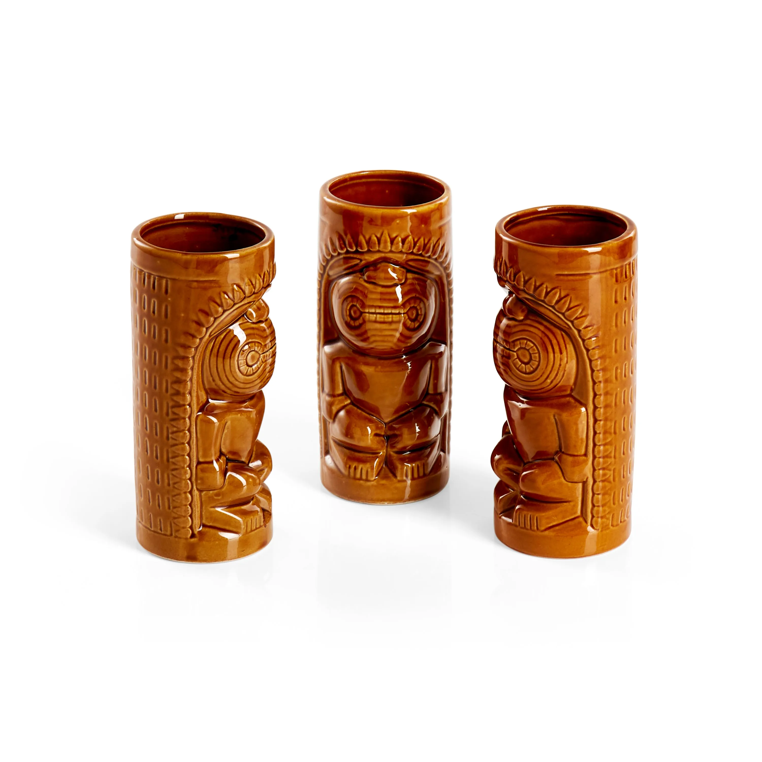 Brown Tiki Men Ceramic Cup Set