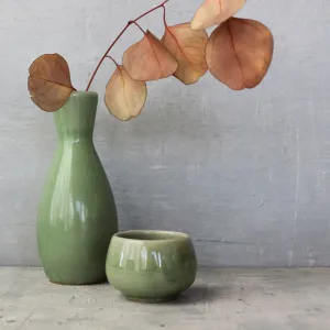 Celadon Sake Bottle & Cups