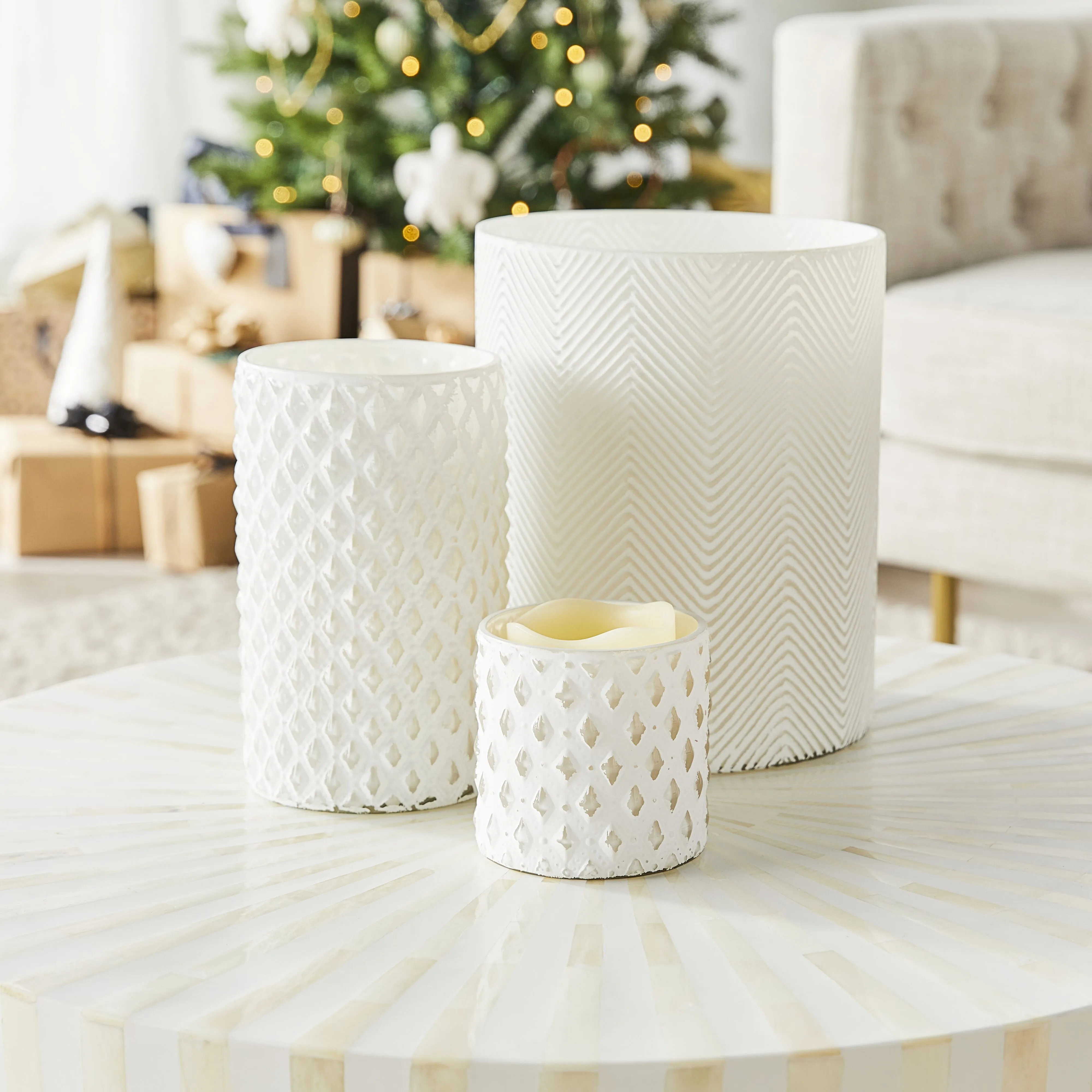 Cleo Candle Holder White 20x12.5cm