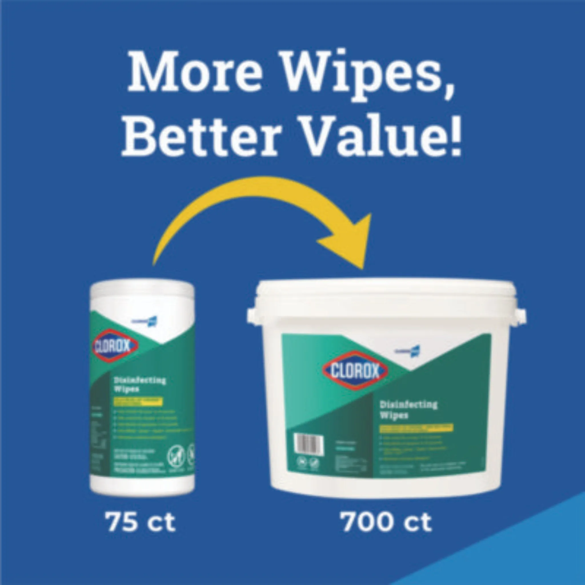 CLOROX SALES CO. CLO31547 Disinfecting Wipes, 1-Ply, 7 x 8, Fresh Scent, White, 700/Bucket, Carton of 1