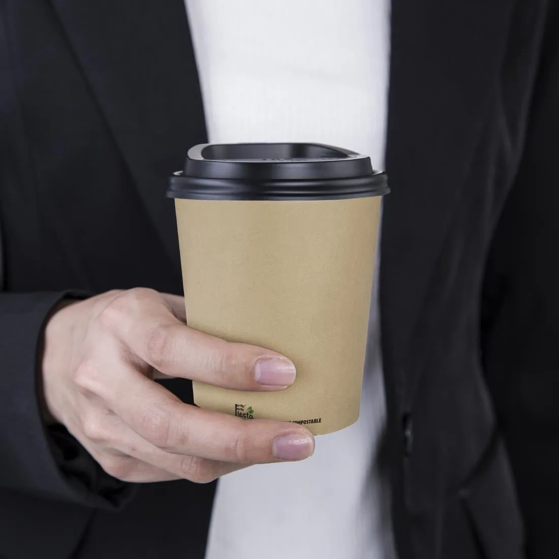 CU981 Fiesta Compostable Coffee Cups Single Wall 8oz (Pack of 50)