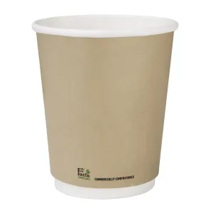 CU985 Fiesta Compostable Coffee Cups Double Wall 227ml / 8oz (Pack of 25)