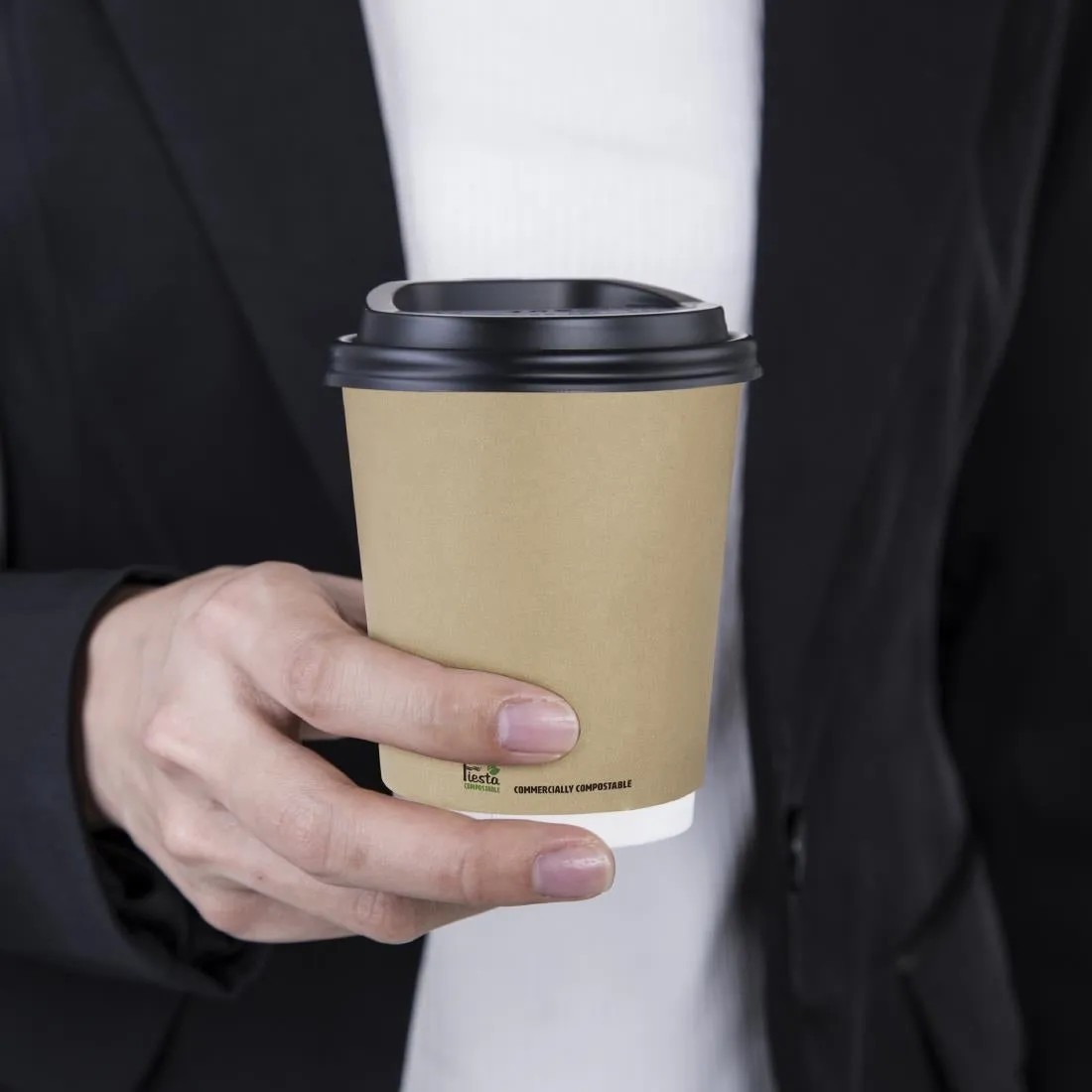 CU985 Fiesta Compostable Coffee Cups Double Wall 227ml / 8oz (Pack of 25)