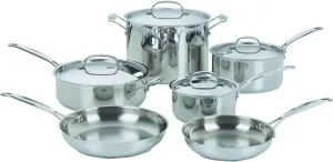 Cuisinart Chef's Classic 77-10 Cookware Set, Stainless Steel, Polished Mirror, 10-Piece :EA: QUANTITY: 1