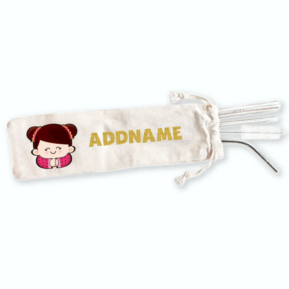 Cute Wonderful Character Eco-friendly Reusable Straw Set [FREE Custom Add Name]