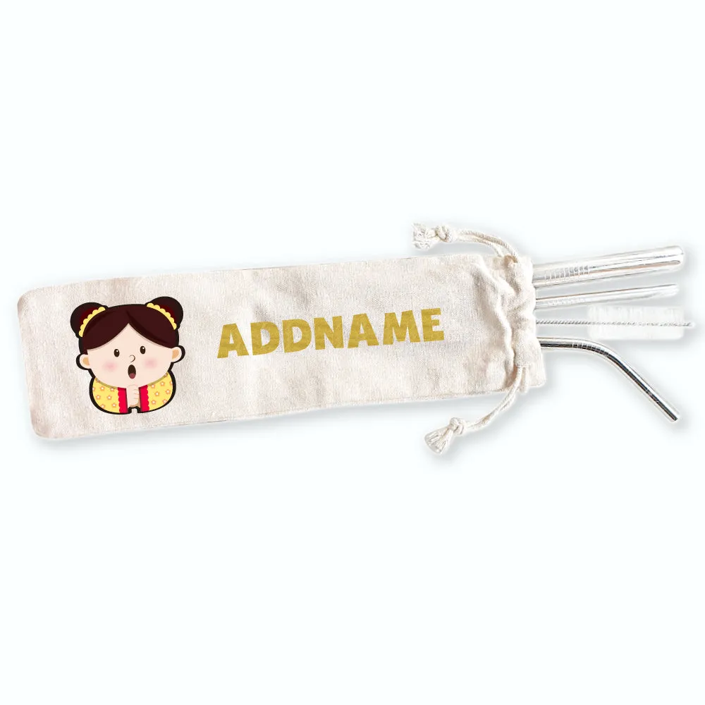 Cute Wonderful Character Eco-friendly Reusable Straw Set [FREE Custom Add Name]