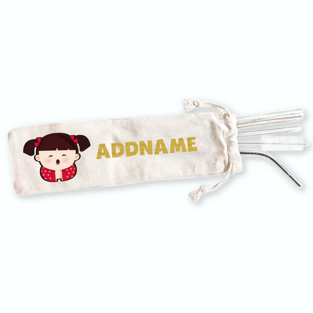 Cute Wonderful Character Eco-friendly Reusable Straw Set [FREE Custom Add Name]