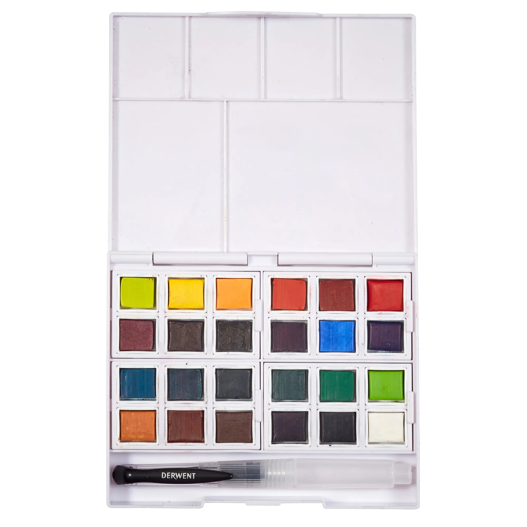 Derwent Inktense Watercolour Paint Pans - Set of 24 Half Pans   Waterbrush