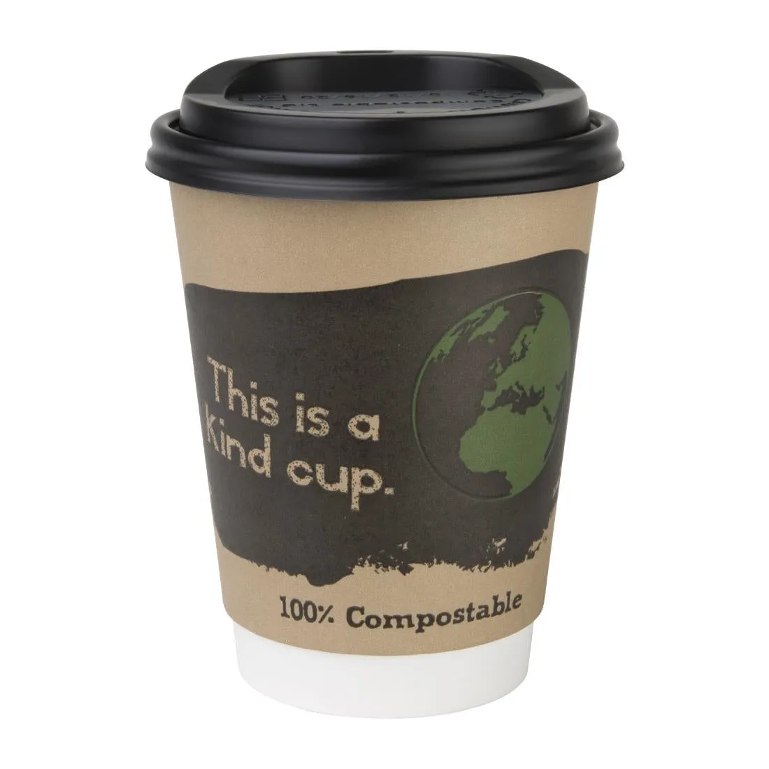 DS055 Fiesta Green Compostable Coffee Cup Lids 340ml / 12oz (Pack of 50)