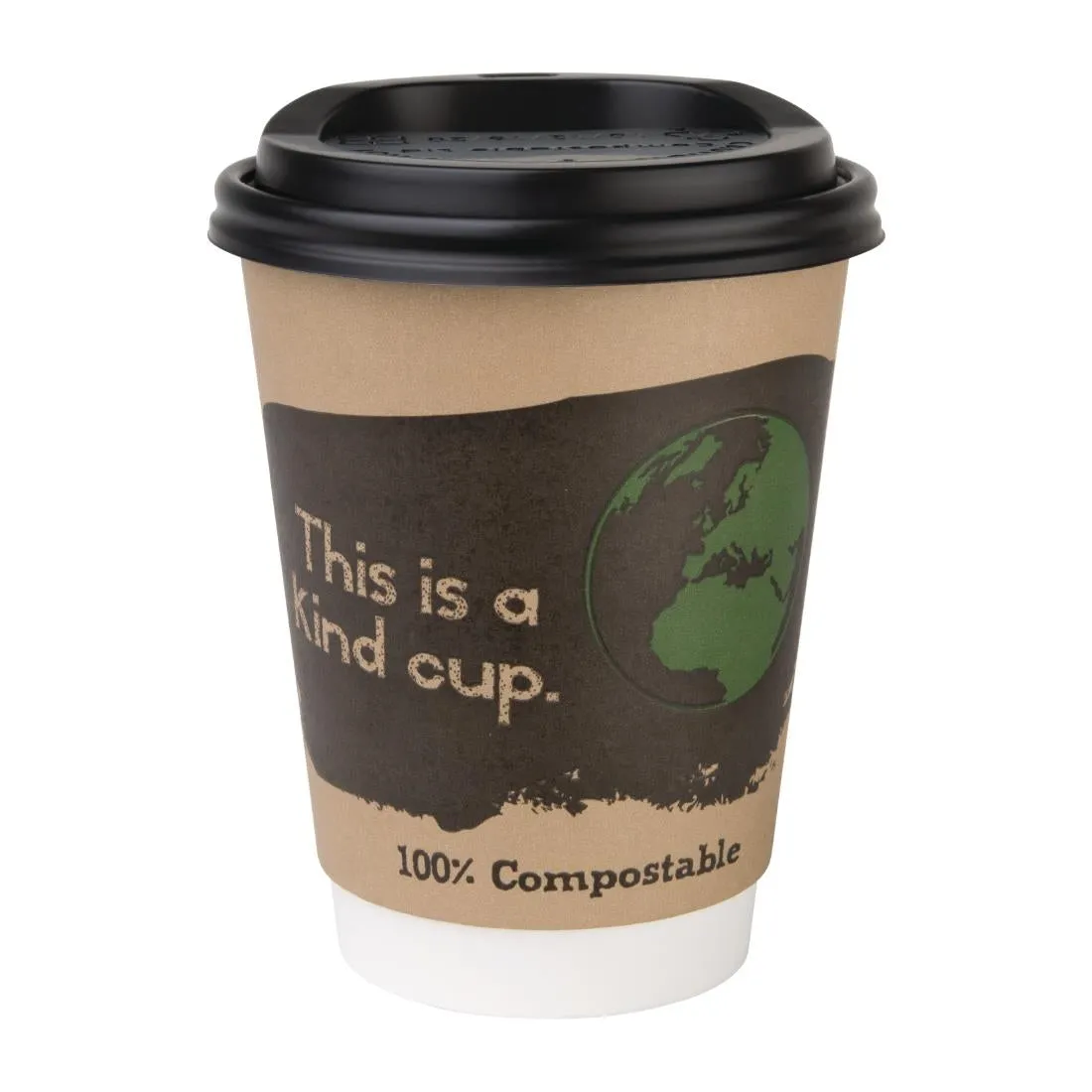 DS055 Fiesta Green Compostable Coffee Cup Lids 340ml / 12oz (Pack of 50)